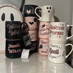 COPY - Pink Halloween mug bundle pastel cobwebs & cauldrons TIKTOK mugs